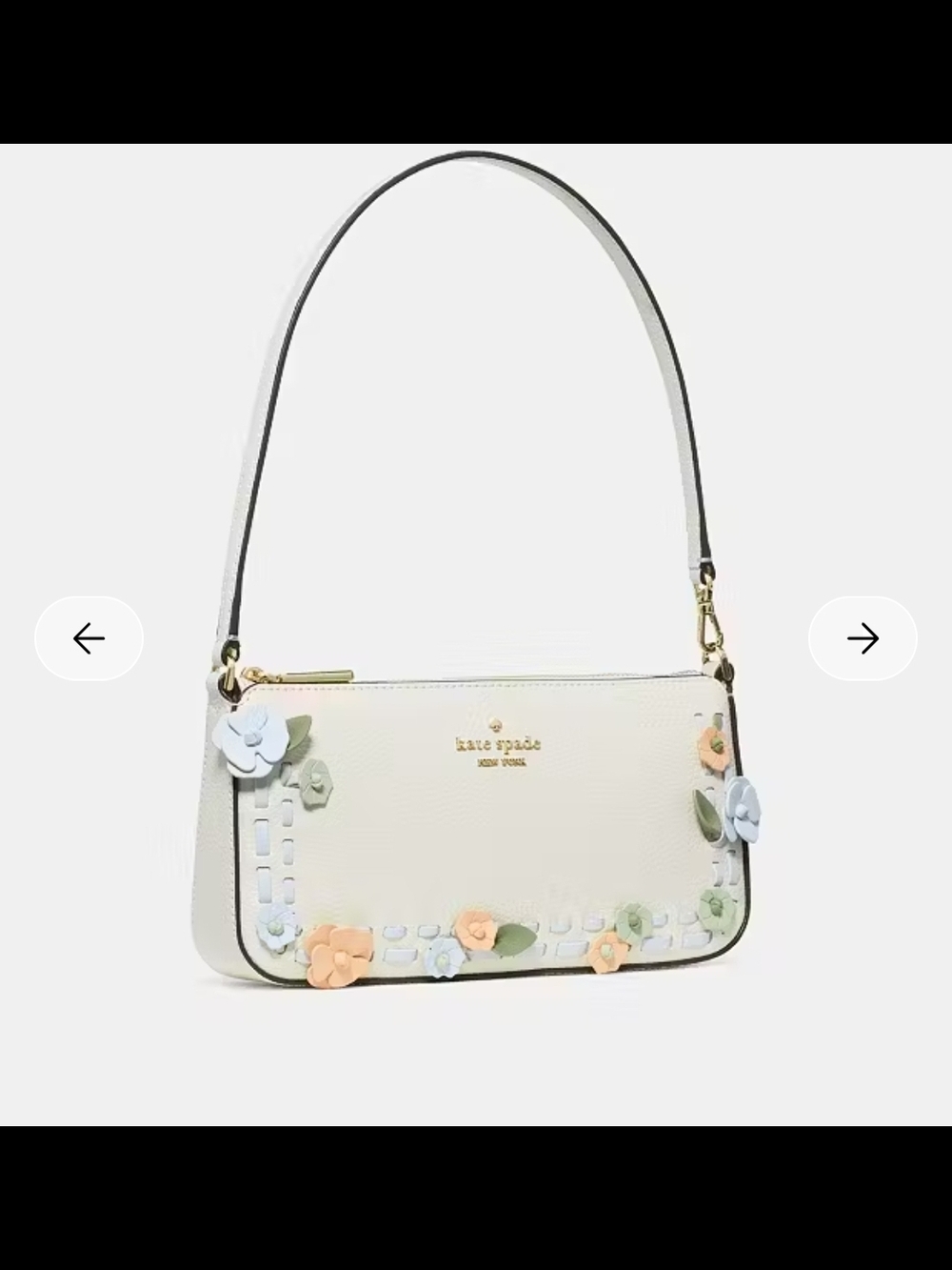 kate spade Cream Floral Appliqué Shoulder Bag with Pastel Accents - Picture 3 of 6